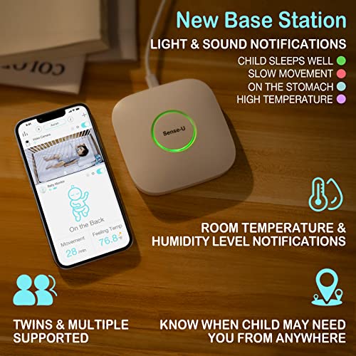 Sense-U Smart Baby Monitor 3+Remote Pan-Tilt-Zoom Camera, Video Baby Monitor With Movement, Rollover, Feeling Temperature Sensors | Night Vision, 2-Way Talk, Motion Detection & Free App, Green #TOP6
