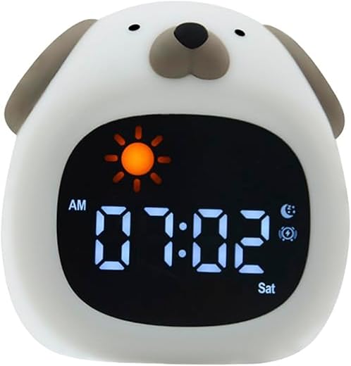 Alarm Clock with Night Light, Cute Cartoon Animal Dogs/Dinosaur/Cat/Litter Bear/Owl/Cloud Shaped OK