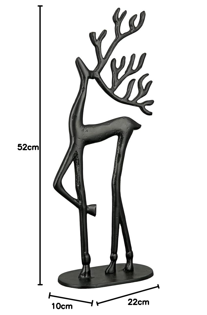 Casablanca Sculpture de Renne en Aluminium Noir Avent Décoration de Noël XL Hauteur 55 cm
