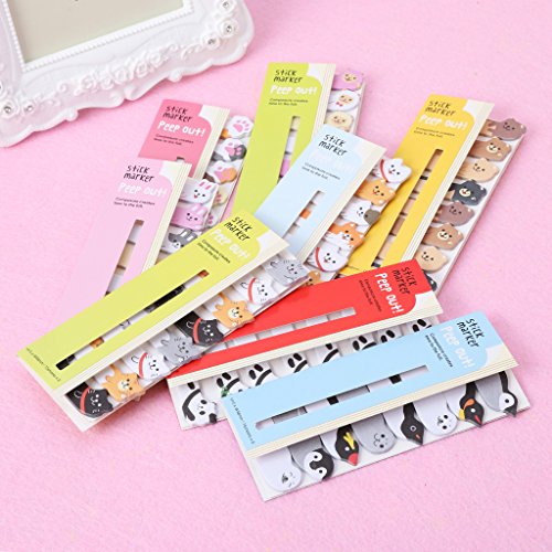 jackyee Bloco de notas adesivas de desenho animado, bloco de anotações, marcador de livro, mensagem,