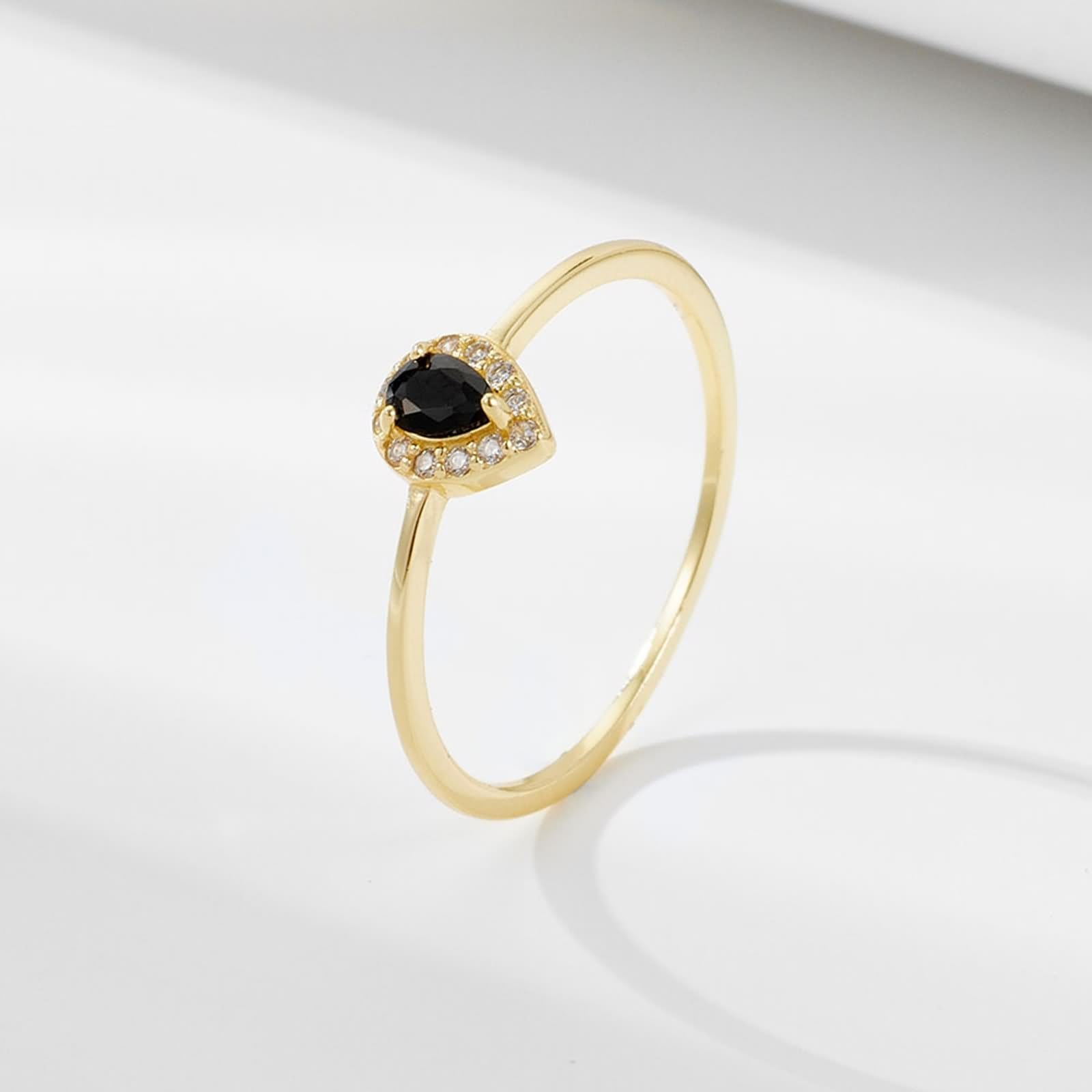 Anillos de dedo medio para mujer, anillos de moda con gotas de agua con ágata y oro amarillo