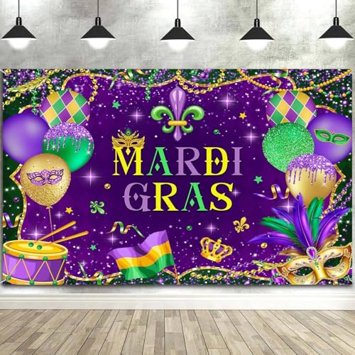 Fondo fotográfico Mardi Gras 7x5ft púrpura dorado miniatura 7