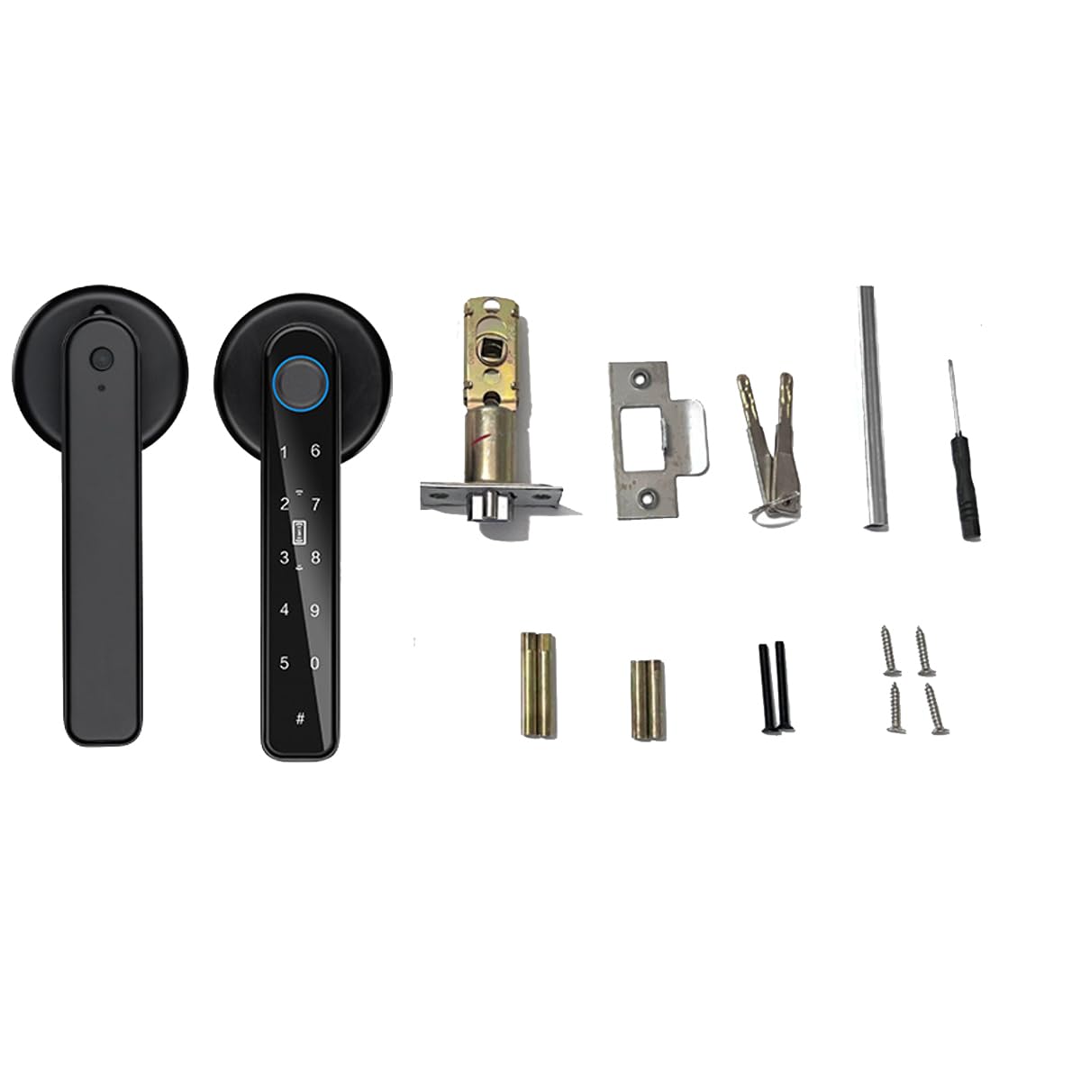 Serrure Intelligente, poignée de Porte de Verrouillage 5 en 1, Mot de Passe du Clavier électronique, Identification Bluetooth, clé d'empreinte Digitale numérique étanche (Noir)