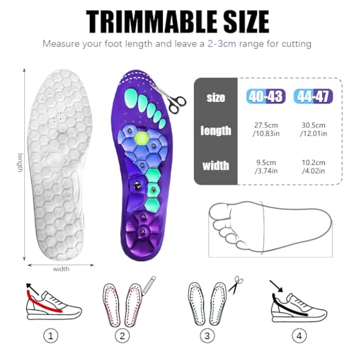 Image of HANNEA 1 Pair Acupressure Shoe Sole, Breathable Magnet Nubs Massager shoe insoles for men women Stimulate Blood Circulation, Relieve Tension - acupressure tools acupressure kit (Large Size EU 40-43)