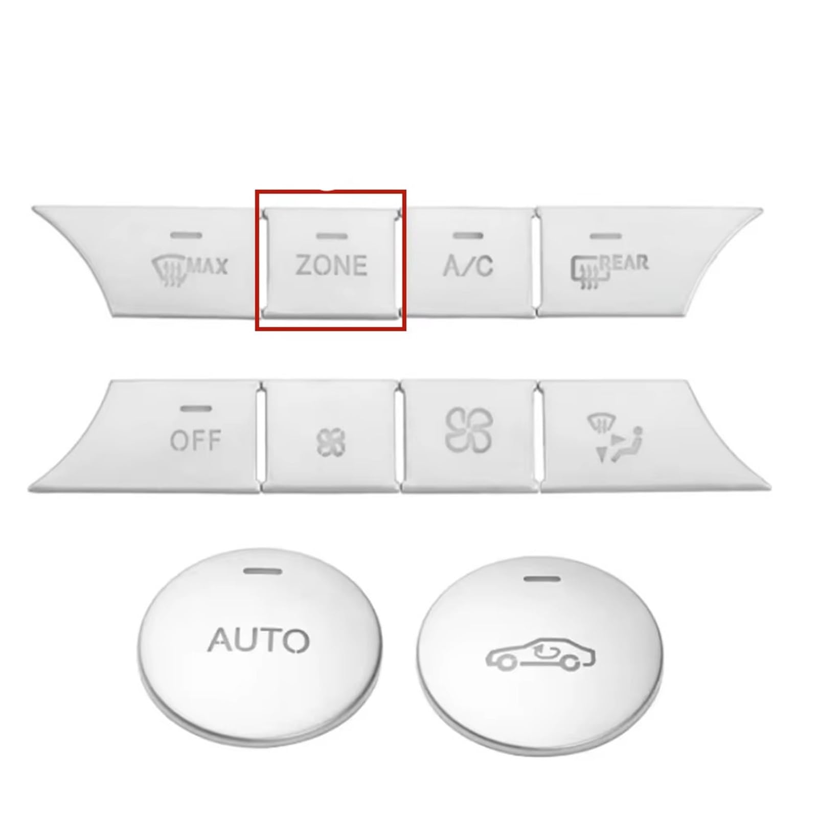Decorative Stickers Compatible with Benz C E CLS GLK Class W204 W212 Car Center Console Air Conditioning Volume Buttons Glossy Sticker(Zone-Silver)
