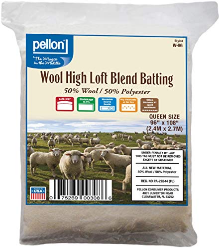 Pellon Wool Batting, Queen Size 96"X108" #TOP1