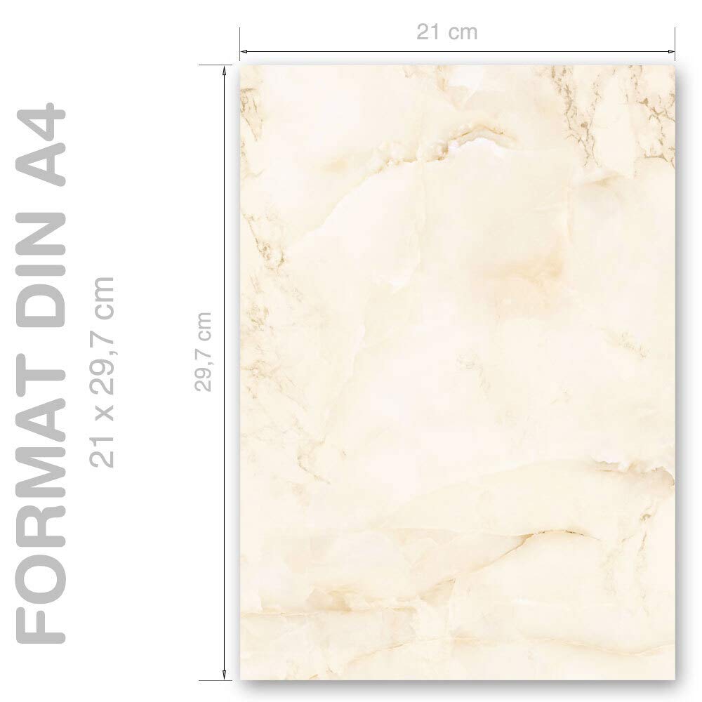 Carta Da Lettera Decorata Marmo Beige - 20 Fogli A4, Doppia Faccia, Elegante - Foto 10