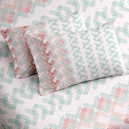 Image of Raymond Bedsheet 100% Cotton Feel Bedsheets 200 TC for Double Bed King Size (108 x108 Inch) with 2 Large Size Pillow Covers | Soft and Breathable | Wrinkle-Free | Premium Printed Design Rose Leaf