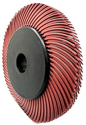Image of Radial Bristle Brush, 6 in x 1 /2 in x 1 in 220 Grit (Red) with Adapter, Type C Curved Bristle (Pack of 1)