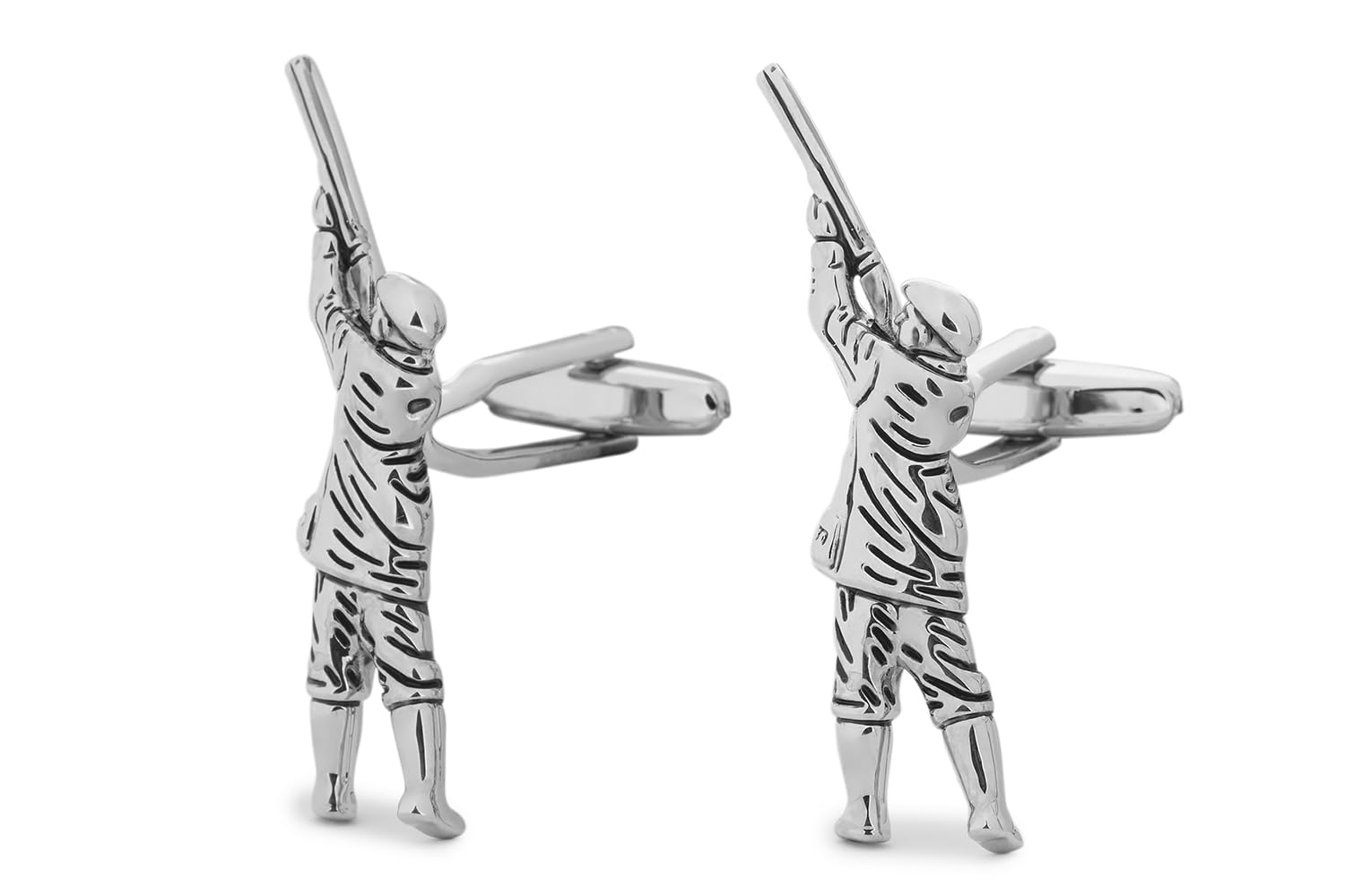 Gemelolandia | Gemelos para Camisa Cazador Plateado Gemelos Originales Para Camisas | Para Hombres y Niños | Regalos Para Bodas, Comuniones, Bautizos y Otros Eventos