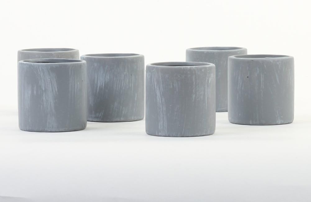 Koyal Wholesale Concrete Decor, Concrete Effect Votive Candle Holders 6-Pack for Modern Decor, Concrete Home Decor, Party Favor