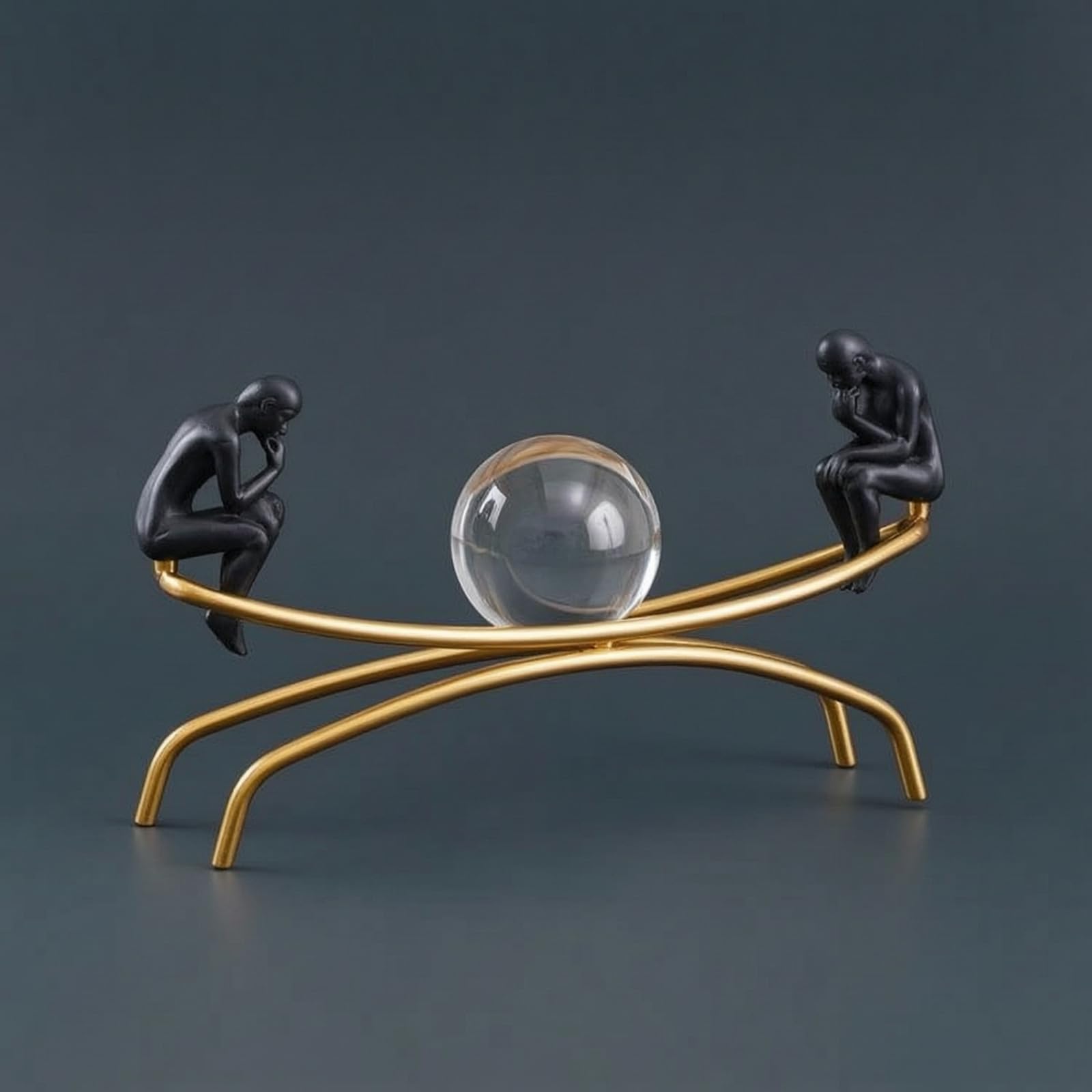 Soprammobile con Sfera di Cristallo Dorato Scultura con Sfera di Cristallo Moderno Figura da Tavolo per Amanti Del Design D'interni, Ufficio, Ingresso