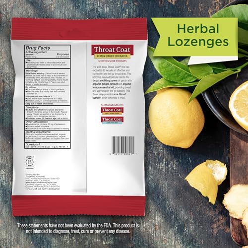 Image of Traditional Medicinals Throat Coat Organic Cough Drops, Eucalyptus Mint with Menthol, Soothes Sore Throats & Relieves Coughs, 30 Count (Pack of 2)
