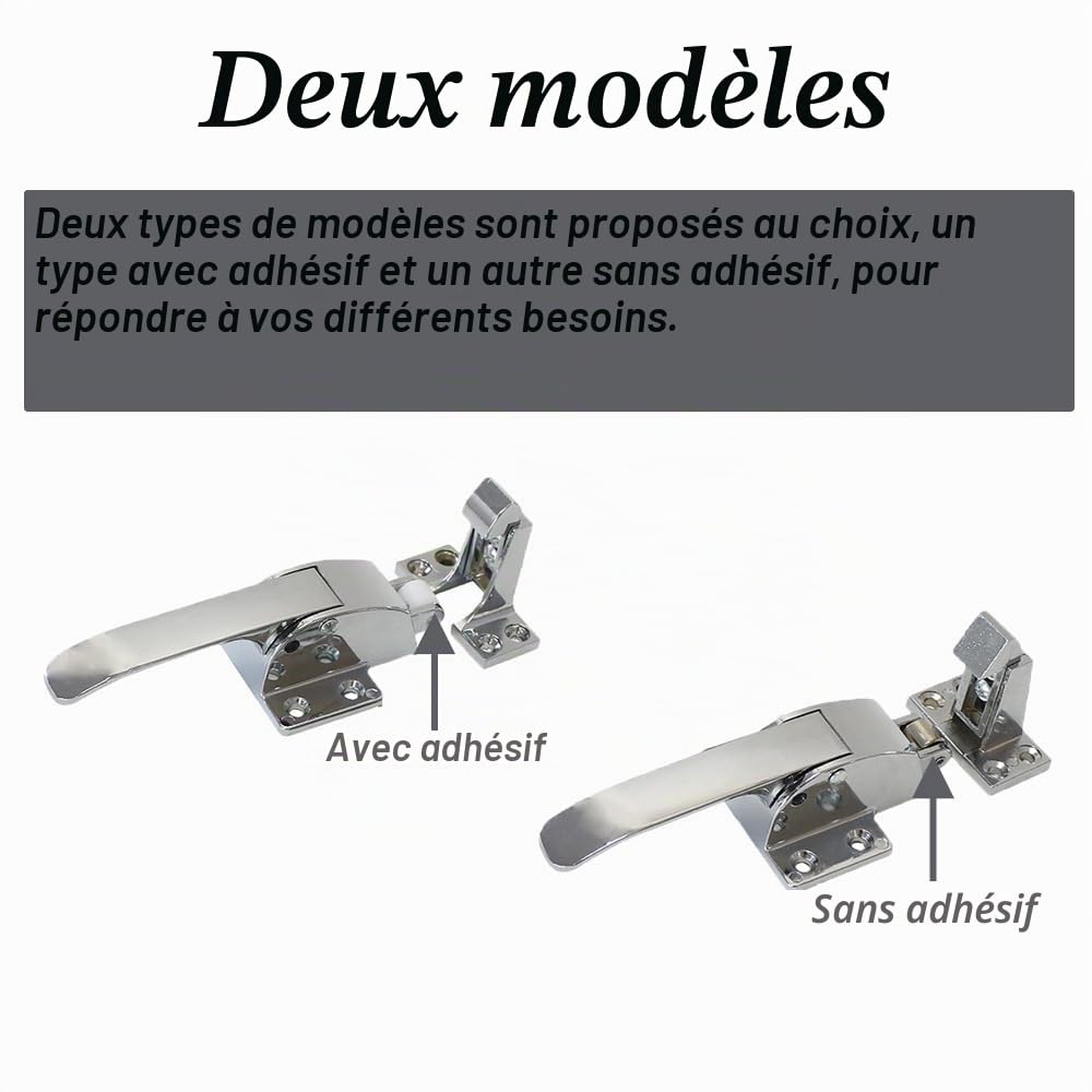 Lot de 2 poignées de porte en métal pour four, réfrigérateur, congélateur, loquet réglable à ressort (A)