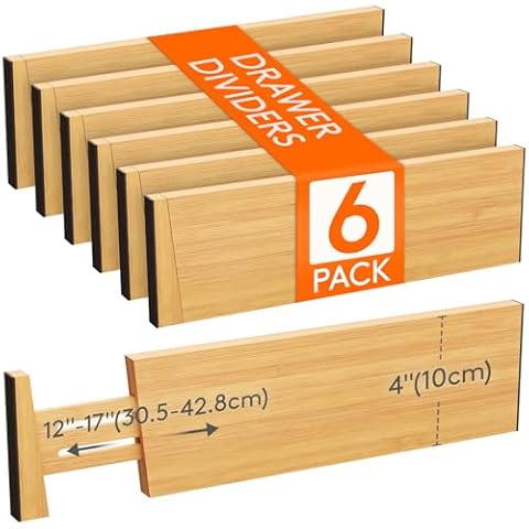 Lifewit Adjustable Bamboo Drawer Organisers Cover