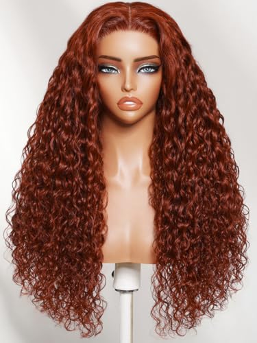 UNICE Reddish Brown 7x5 Lace Front Water Wave Human Hair Wig 16 Inch