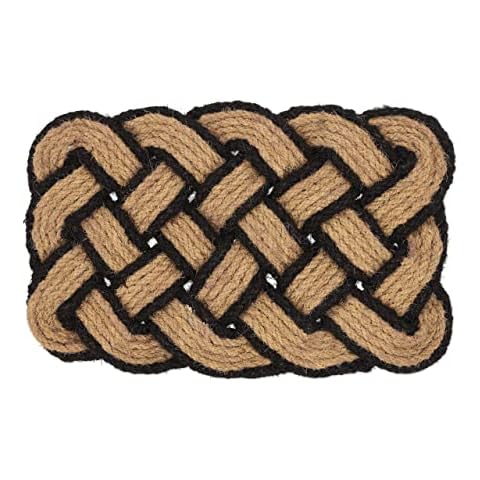 Relaxdays Felpudo Coco Trenzado, 75x45 cm, Natural y Negro Cover