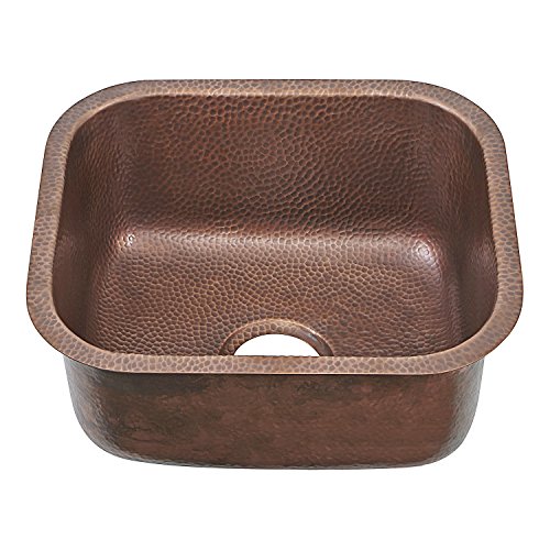 Sinkology SP503-18AC Transitional Sisley Pro Undermount Handmade 18.5 Antique Copper Bar Prep Sink