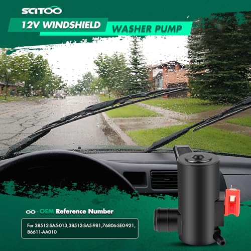 Image of SCITOO 38512-SA5-013 Front Windshield Washer Pump Motor Windscreen Wiper Pump Replacement fit For HondaFor Hyundai For Accord Elantra 1984 Touring-1993 ;For Honda | Direct fit for 2007-2009 For Honda For S2000|Replaces OE 38512-SA5-013|38512-SA5-981|76806-SE0-921|86611-AA010|With Grommet