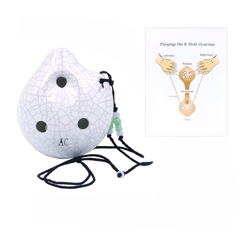 Alnicov 6 trous Ocarina,Bouteille de vin Style Alto C Ocarina,Ice Crack Glacé Craft Blanc