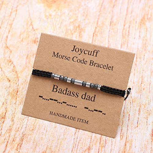 JoycuFF Inspirational Bracelets for Men Morse Code Birthday Christmas Gifts to Dad Daddy Father Handmade Funny Jewelry - Image 3