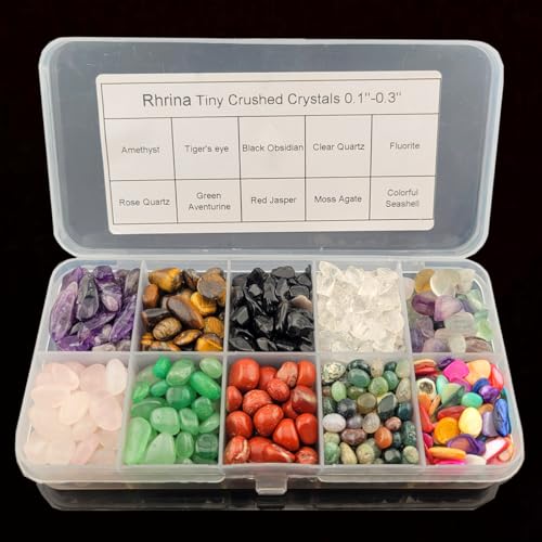 10 Kinds Assorted Tumble Chip Crystals 0.1''-0.3'' Tiny Crystal and Healing Stones for Jewelry Making Vase Filler DIY Crafts Home Decorations (0.1-0.3)