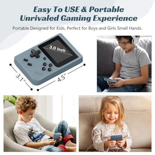 Image of Retro Handheld Games Console, Built-in 400 Video Games,Portable Video Gaming Player with 3.0 Inch IPS Screen and Rechargeable Battery (Gray)