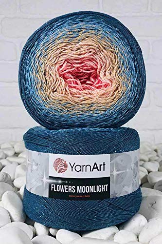 YarnArt Flowers Moonlight Glitter Yarn - Gradient Cotton With Metallic Lurex For Crochet