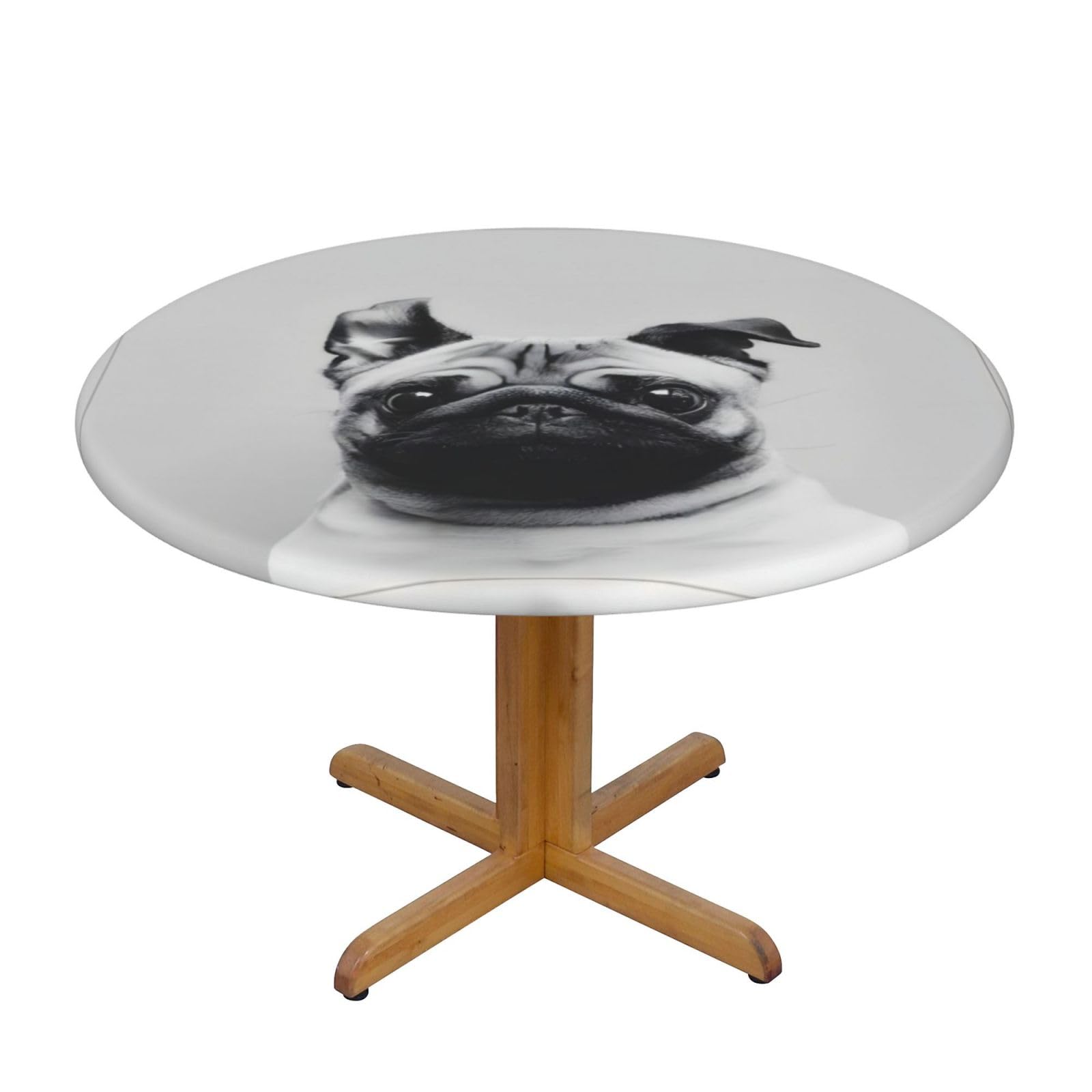 ZQYTGFDC Pug M Decorative Round Tablecloth Waterproof Anti Stain Oil Proof Size for 40 50 inch