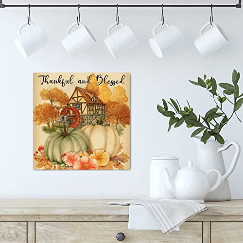 Panneau en bois Thankful and Blessed 30cm finition haut de gamme