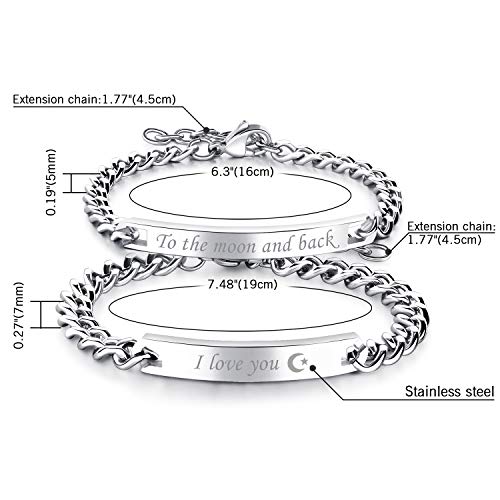Set Pulseras de Pareja Ajustables Acero Titanio miniatura 3