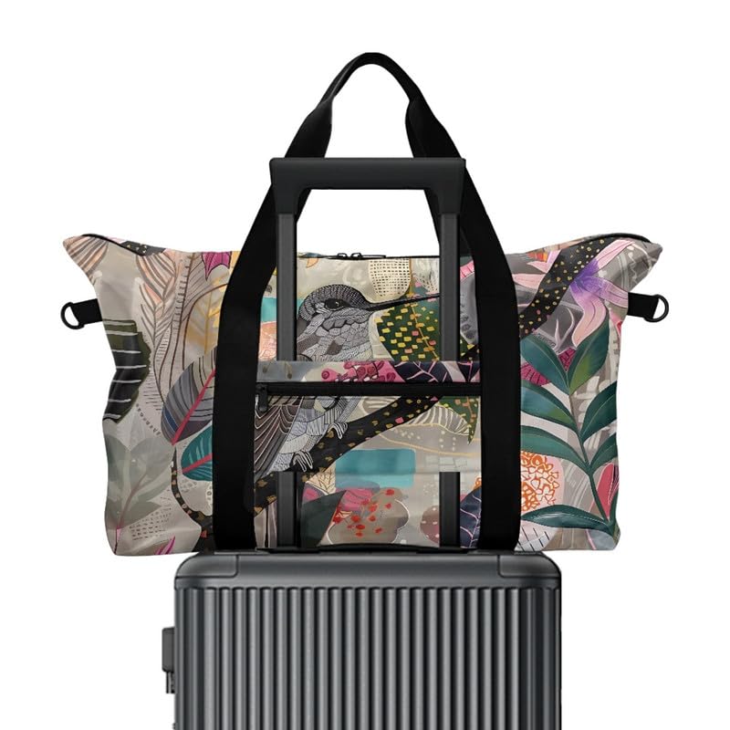 Forest Bird Painting Weekender Bags for Women, Vintage Drawing Hummingbird Birds Duffel Bag Personal Item Travel Bag for Gym, Overnight,and Airline Travel2