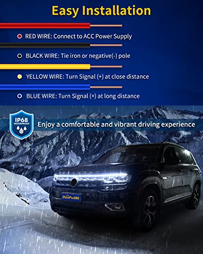 Image of Exterior Car LED Hood Light Strip,Dual Color Dynamic Scan Start Up Hoodbeam Kit,Led Daytime Running Lights White&Amber Switchback Sequential Turn Signal Lights for Cars, Trucks,SUV(70inch /1set)