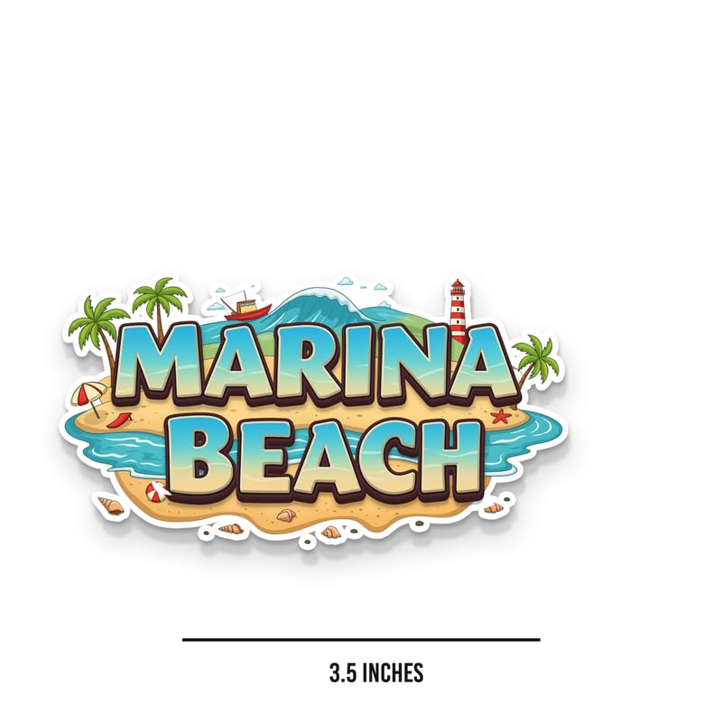 Image of Marina Beach Fridge Magnet, Glossy Finish, Stylish Magnet for Fridge, Wardrobe & Metal Surfaces