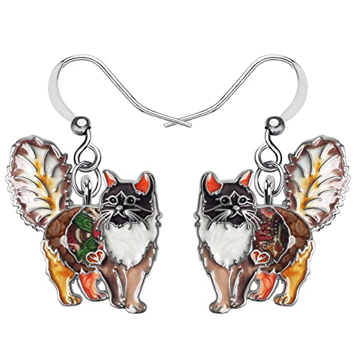 Boucles d'oreilles chat en alliage d'émail pour femmes et filles