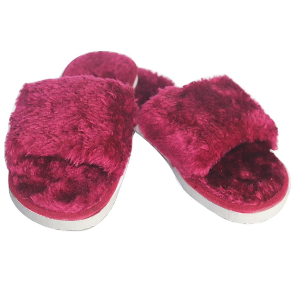 Women's Fuzzy Fluffy Furry Fur Slippers Flip Flop Memory Foam Sandals Slides Soft Flat Comfy Anti-Slip Spa Indoor Outdoor Slip on-image-18