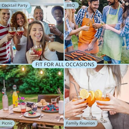 Image of Reusable Stainless Steel Drinking Straws with Cleaning Brush Set of 5 Metal Straws Straight and Bent Design for Smoothie, Milkshake, Cocktail and Hot Drinks Our Any Drinks Uses for Gift Set