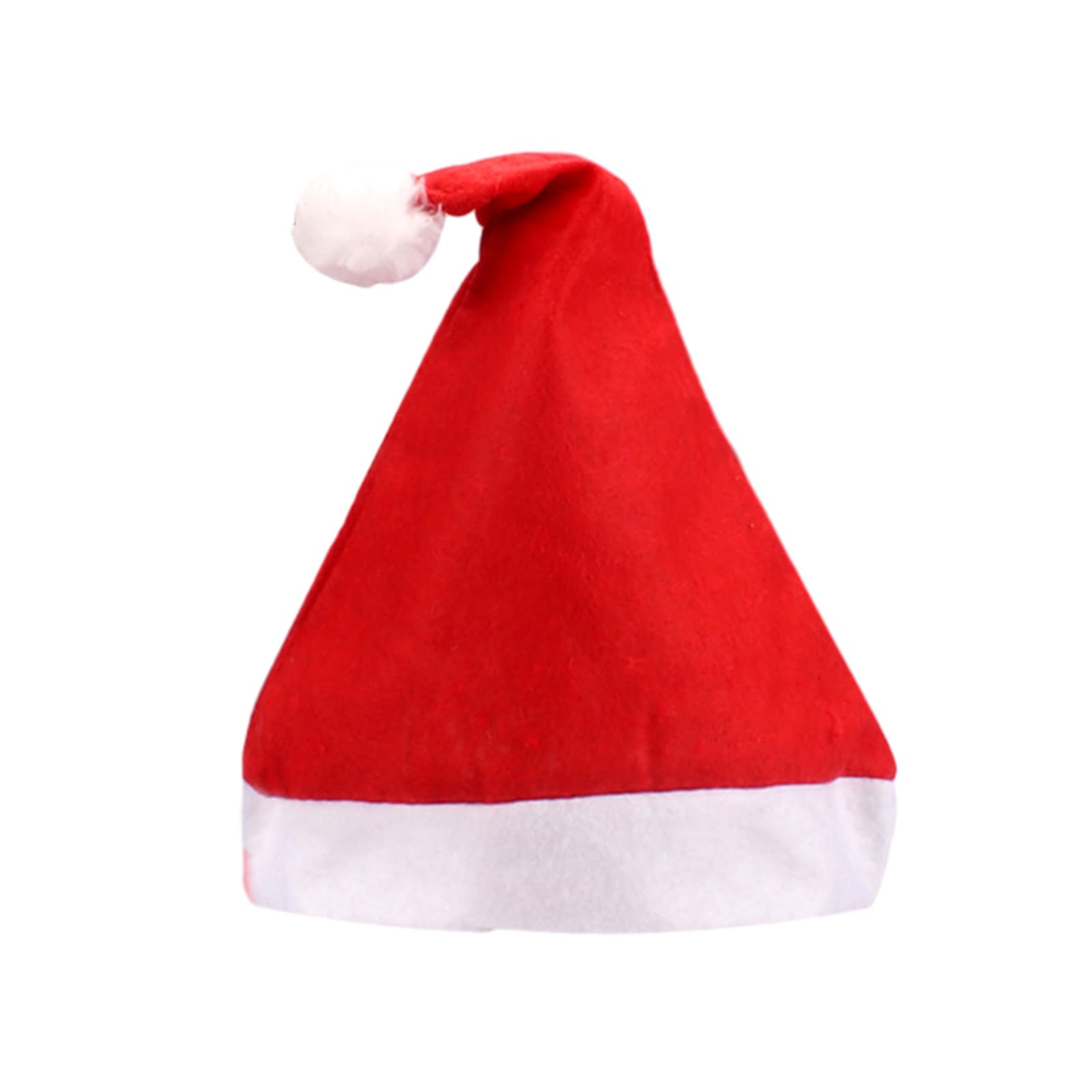 Jazuaiao Christmas Decoration Felt Santa Hat Party Dress Up New Year Stage Props Bobble Cap Family Gathering Headwear Plush Costume Accessory Festive Holiday