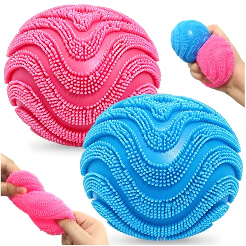 2 Pack Fuzz Ball Squishy Toy Fuzzball Sensory Ball With Spiky Texture anxiety relief For Kids & Adults Soft Tpr Squishies  Slow Rising stress ball For Office School & Travel
