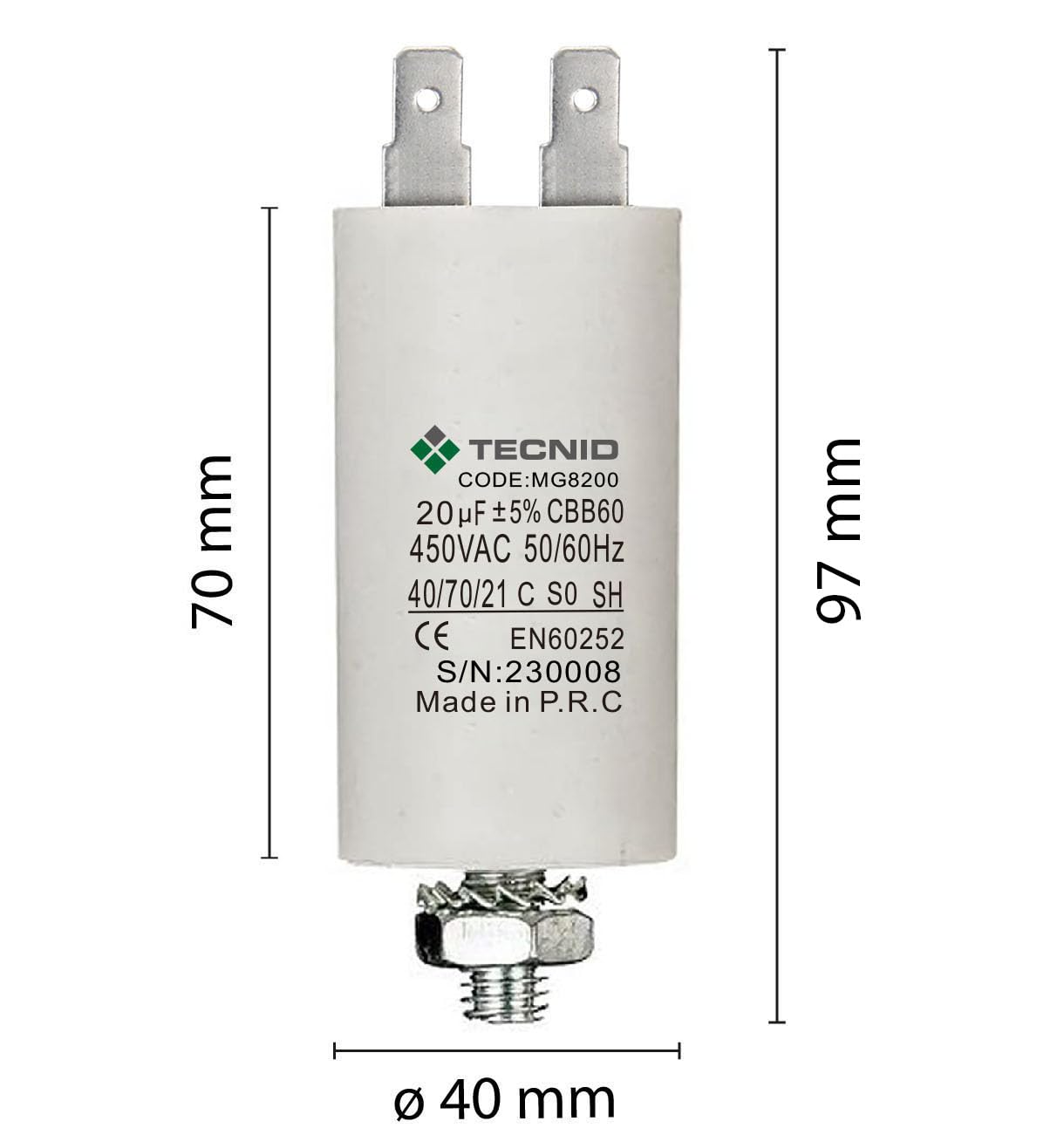 Condensatore Motore Permanente 20uf 450v A Fili - Foto 4