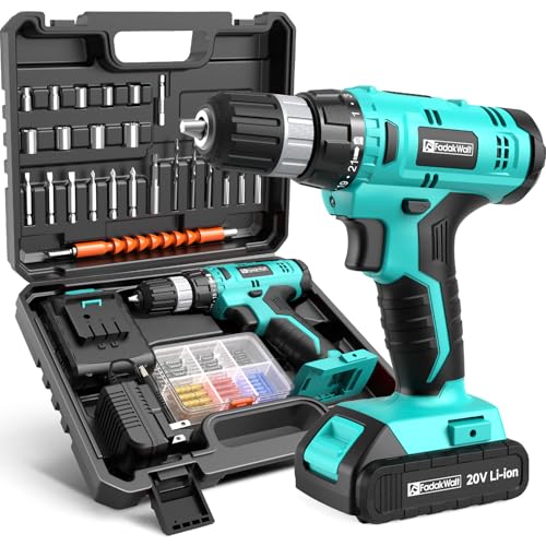 Image of FADAKWALT Cordless Drill Set, 20V Electric Power Drill With Battery And Charger, 30N Torque, 21+1 Settings, 3 /8-Inch Keyless Chuck, Driver Bits Kit, LED Light (Turquoise)
