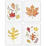 Big Dot of Happiness Fall Foliage - Unframed Autumn Leaves Linen Paper Wall Art - Set of 4 - Artisms - 8 x 10 inches