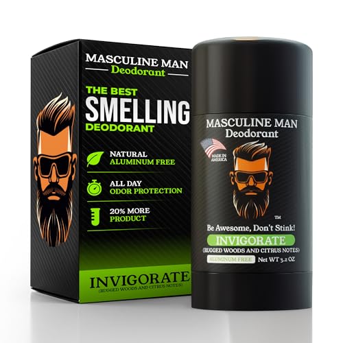 Image of Deodorant for Men - Aluminum Free Men's Natural Deodorant - Long-Lasting Fresh Rugged Woods & Citrus Scent, Stain-Free, Made in USA, 3.2oz - Invigorate