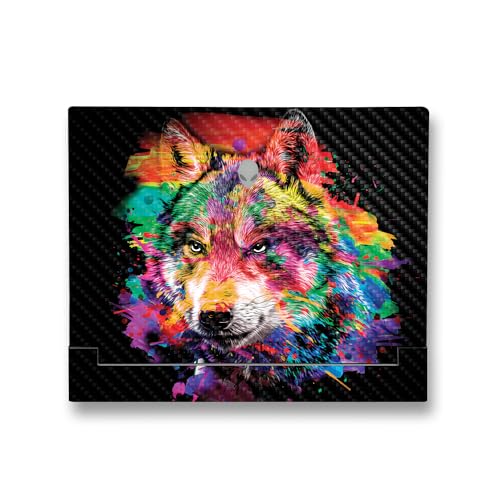 Image of MightySkins Carbon Fiber Skin Compatible with Alienware X14 R2 (2023) Full Wrap Kit - Rainbow Wolf | Protective, Durable Textured Carbon Fiber Finish | Easy to Apply & Change Styles | Made in The USA