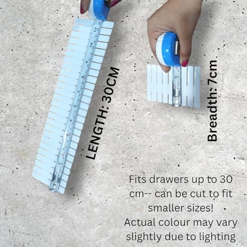 Image of 6 pcs Adjustable Drawer Divider (30 C.M. Length- 7 C.M. Width) Drawer Organizer for Kitchen, Cutlery, Clothes & Storage Drawers - Interlocking Plastic Separators for Home and Office use [ white ]