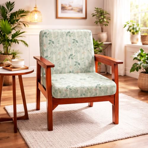 Image of STITCHNEST 'Contour Fit Series' Stretchable Printed Wooden Sofa Cover (Pack of 2) - Elastic Wooden Chair Cover | Wooden Sofa Seat Cover | Size - 20-21 x 20-21 x 3-5 in