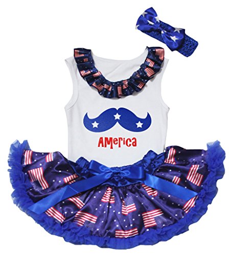 Chemise blanche bébé et jupe drapeau américain pour le 4 juillet