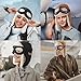 Peicees Aviator Hat and Goggles for Adult Costume Accessories Pilot Cap Vintage Goggles Trapper Hat with Fur Ear Flaps