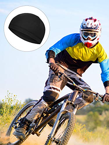 Boao 6 Pieces Skull Caps Helmet Liner Sweat Wicking Cap Running Hats Cycling Skull Caps For Men Women (Black, Large) #TOP3