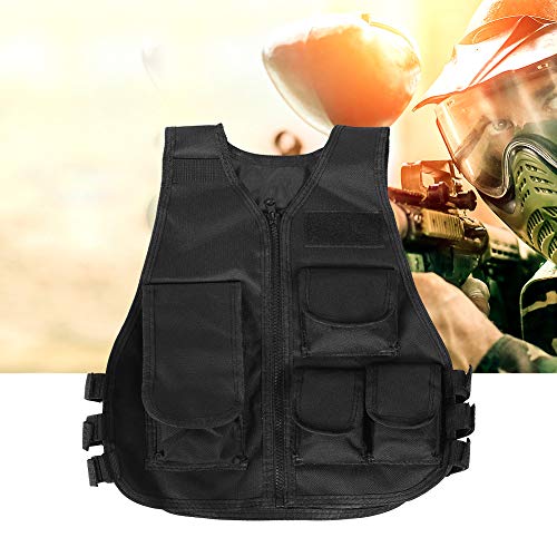 VBESTLIFE Taktische Airsoft Paintball-Weste für Kinder und Erwachsene Im Freien (Schwarz L 3x4in)